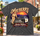 Mayberry Andy Taylor Squad Car T-Shirt – Washed Gray with a Mayberry Main Street background