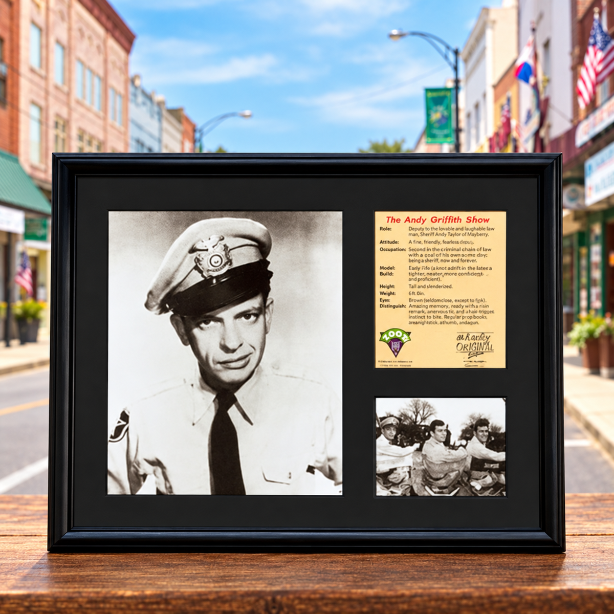 Barney Fife Framed Portrait Collectible on Main Street in Mount Airy