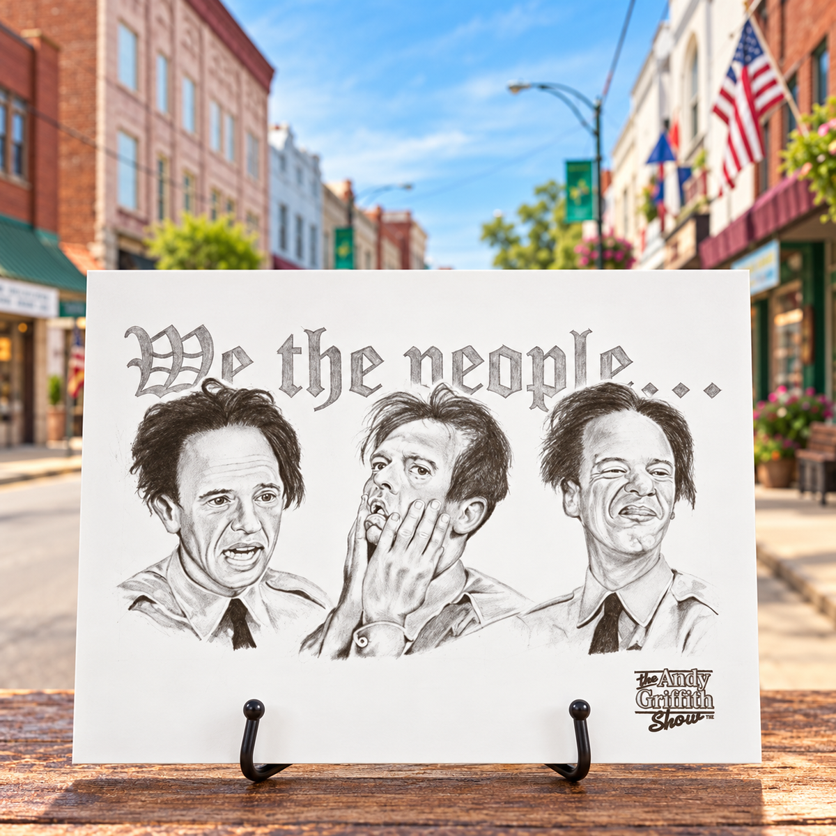 Barney Fife Preamble Lithograph on Main Street in Mount Airy