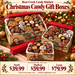 Small, medium and large Christmas gift boxes filled with Bear Creek candy, priced $39.99, $59.99 and $79.99.