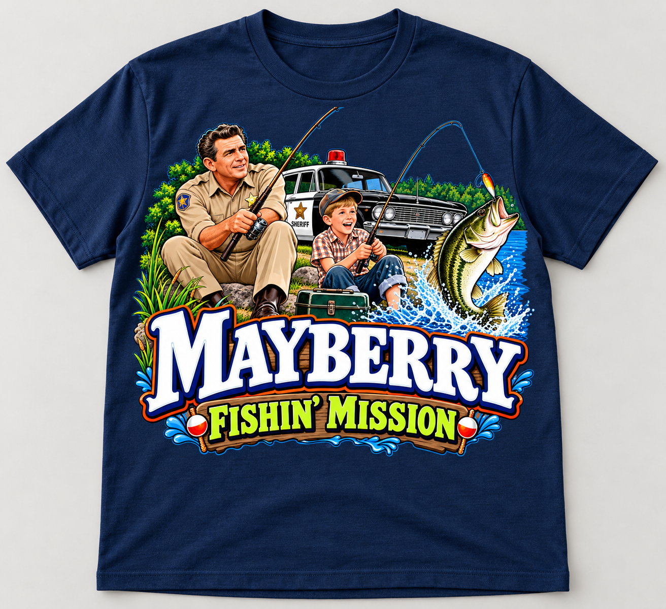 Mayberry Fishin’ Mission T-Shirt – Navy