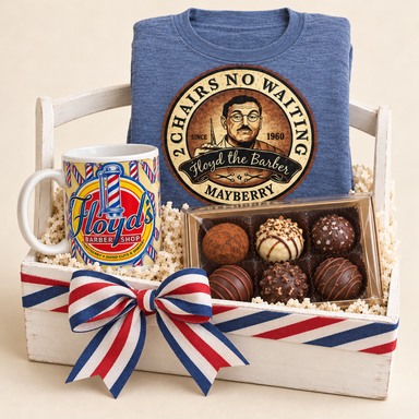 Floyd's Main Street Coffee Break with the listed Mayberry T-shirt and matching gift items