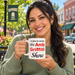 Model enjoying coffee with I'd Rather Be Watching The Andy Griffith Show Mug on Mayberry Main Street