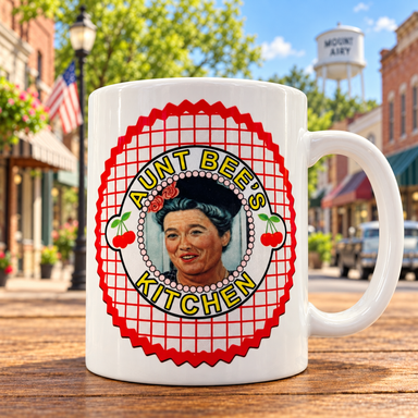 Aunt Bee's Kitchen cherry gingham Mayberry mug