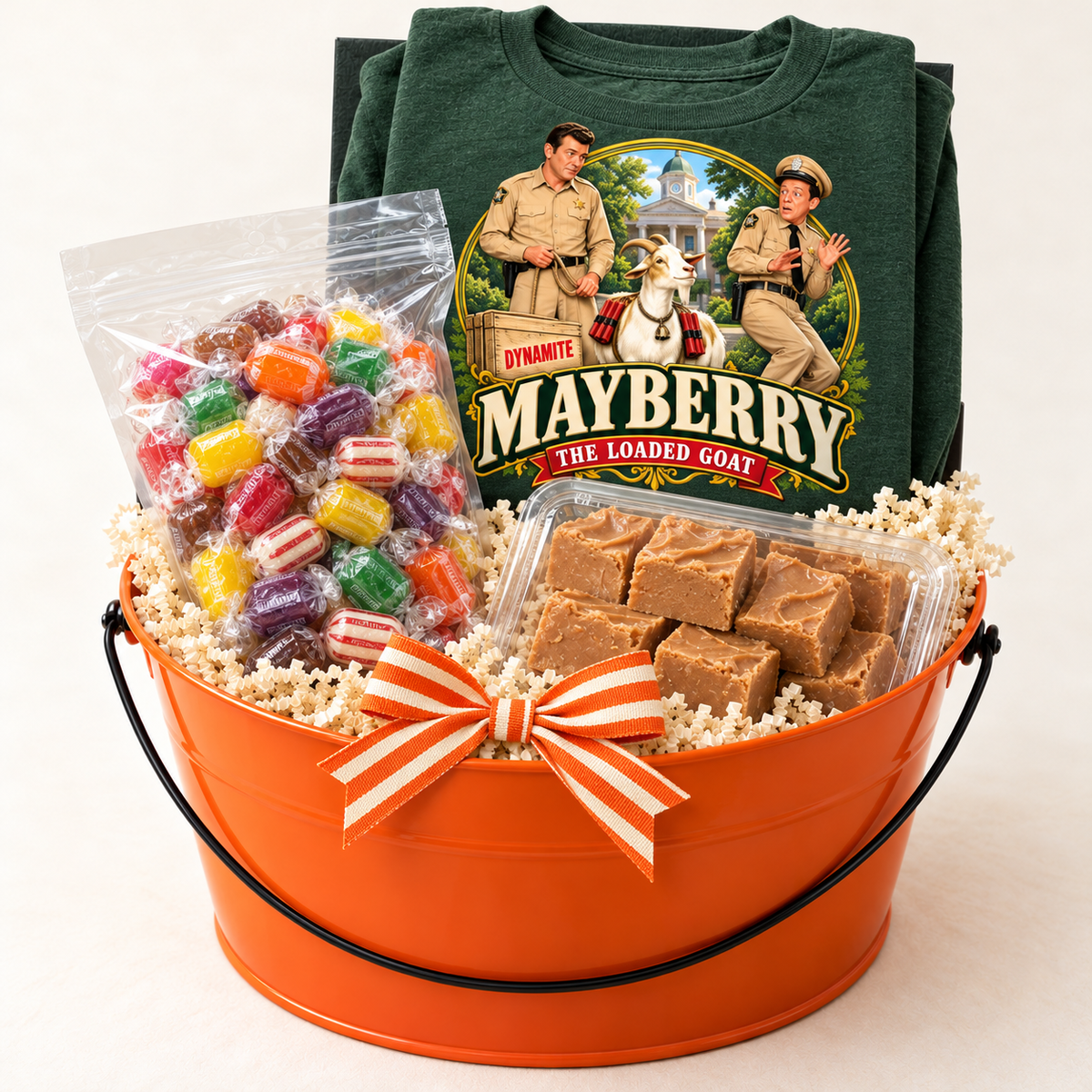 Loaded Goat Snack Attack with the listed Mayberry T-shirt and matching gift items