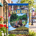 Mayberry North Carolina fishing hole garden flag displayed on Main Street
