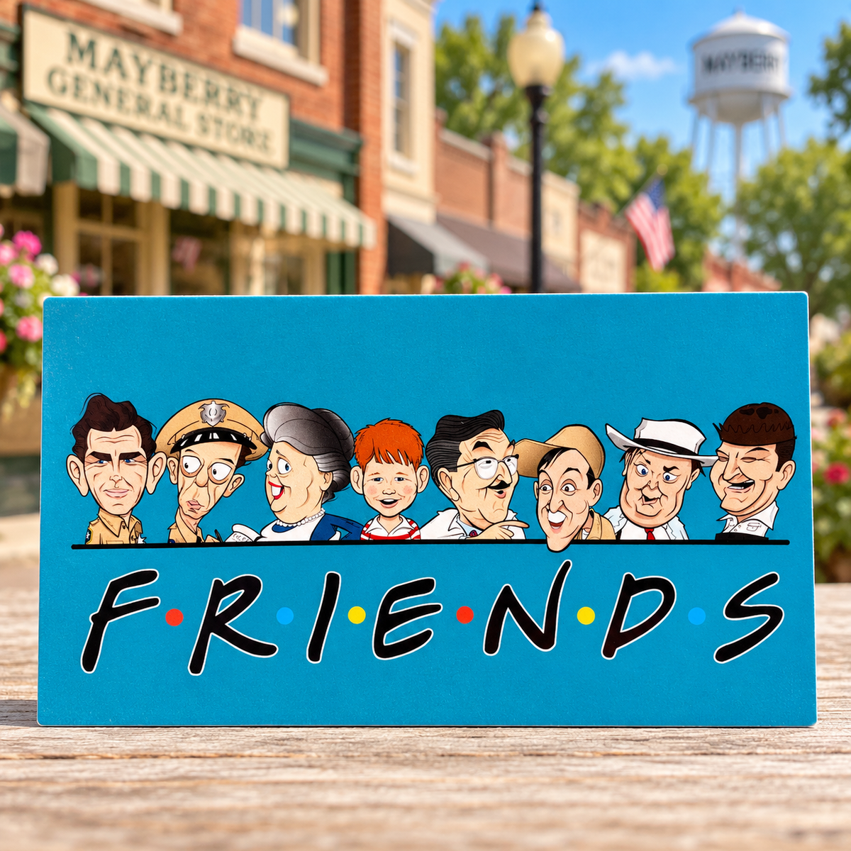 Mayberry Friends character sticker displayed on Main Street