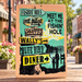 Meet Me at the Fishin Hole Mayberry metal sign displayed on Main Street
