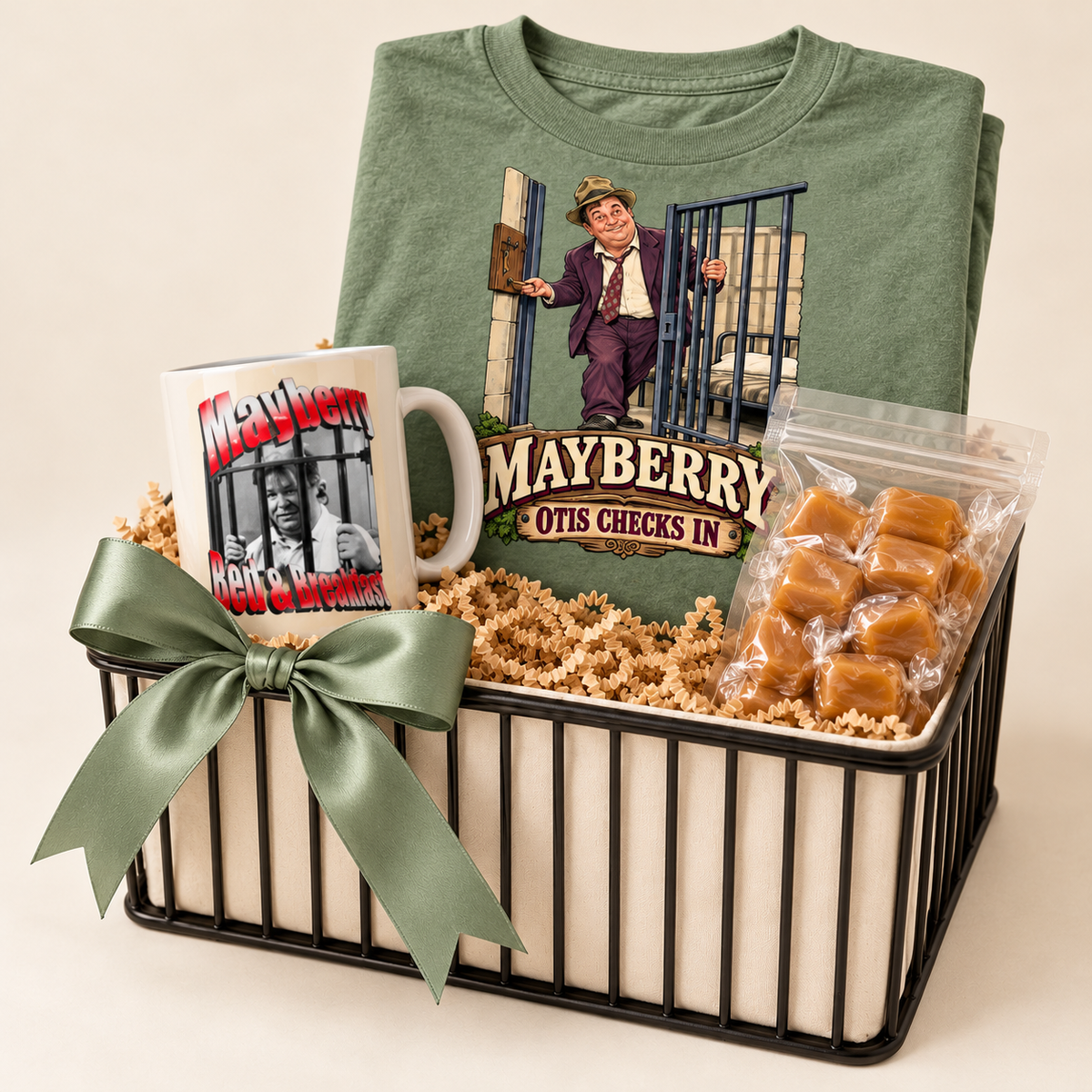 Otis's Sweet Escape with the listed Mayberry T-shirt and matching gift items