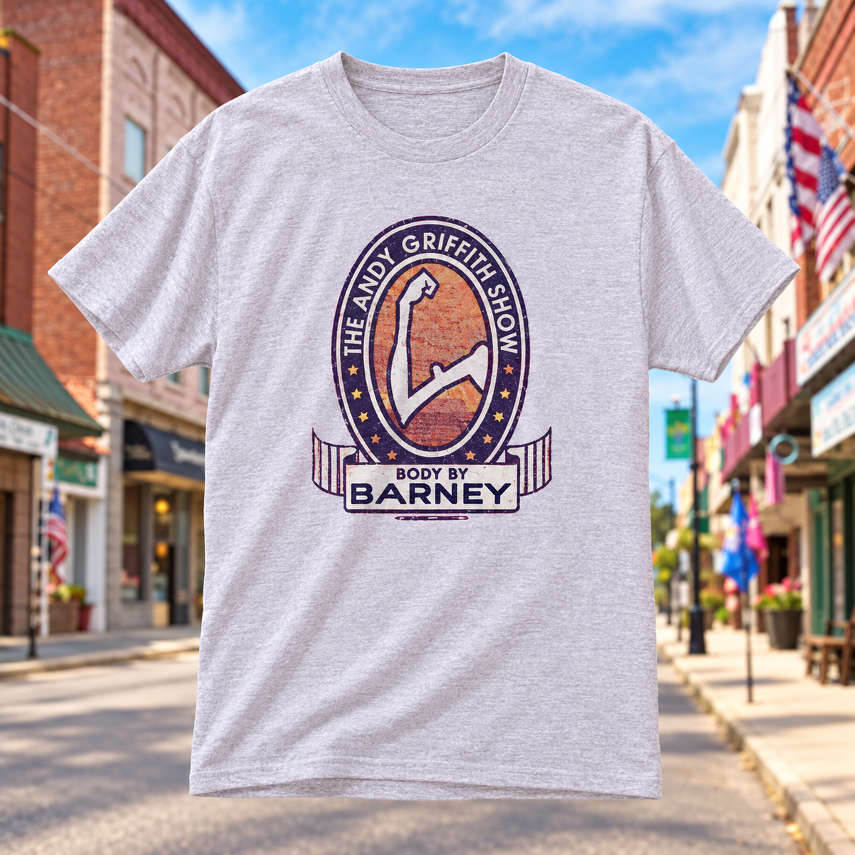 Body by Barney Classic T-Shirt on Main Street in Mount Airy