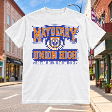 Mayberry Union High Classic T-Shirt on Main Street in Mount Airy
