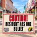 Caution One Bullet Welcome Mat on Main Street in Mount Airy